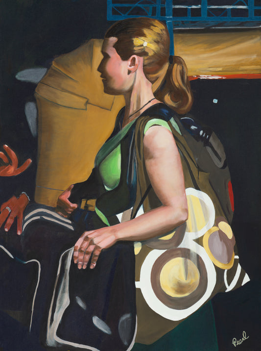 Woman with Bags - Art Print
